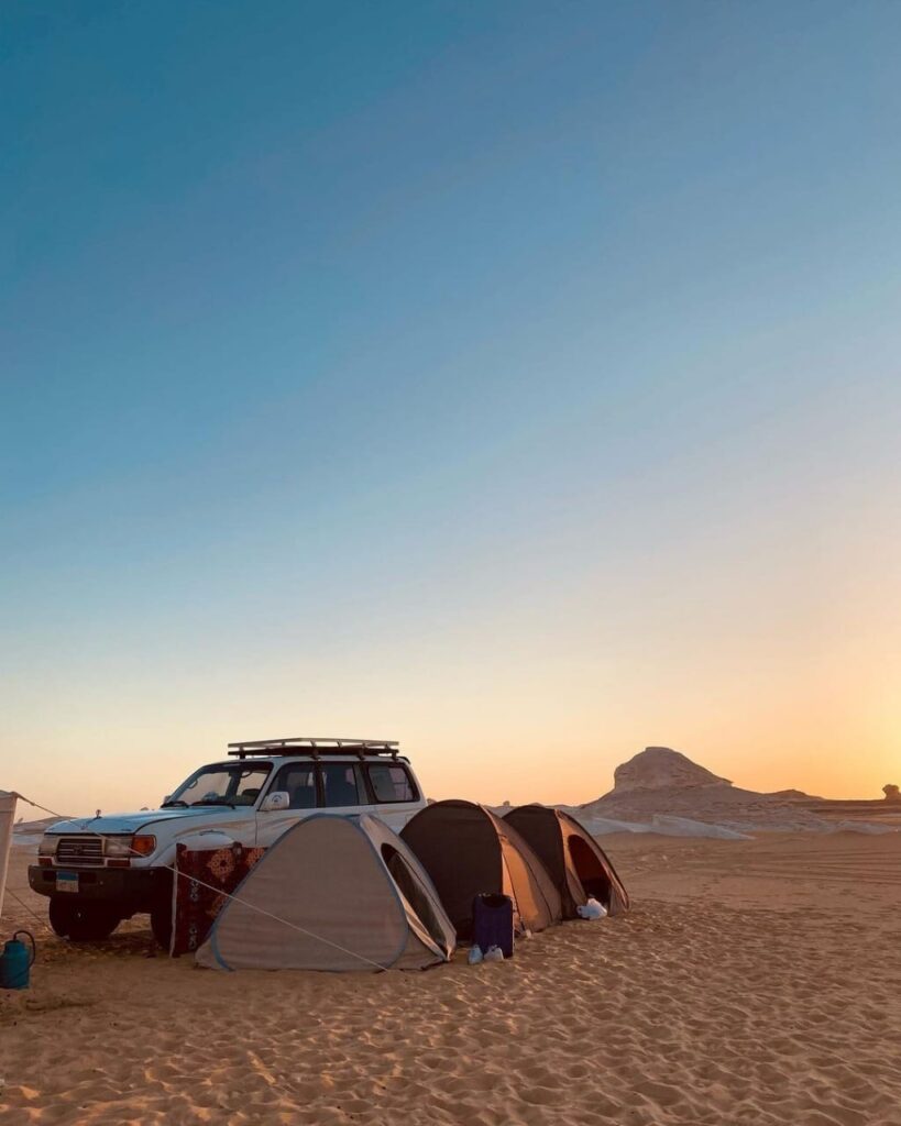 White desert camping